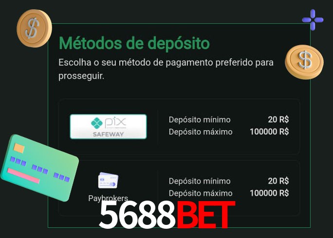 O cassino 5688Bet oferece uma grande variedade de métodos de pagamento
